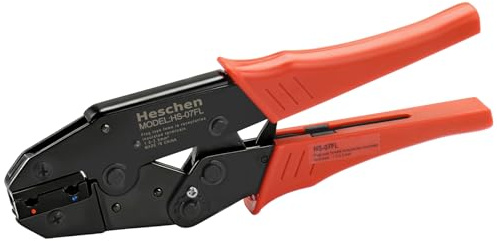 Heschen Pince à sertir à cliquet HS-07FL pour drapeau femelle à déconnexion rapide, utilisation pour 1,5-2,5 mm² (15-13 AWG), rouge