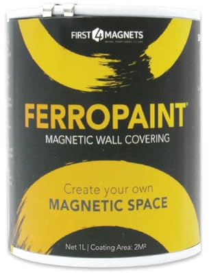 first4magnets Pintura Magnética de Carbón de Carbón Ferropaint® Para Paredes, Dormitorio, Oficina, Cocina, Sala de Juegos, Aula, Bricolaje Y Renovación - 1 Litro - 5 Latas