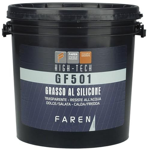 Faren GF501, Grasso trasparente al silicone, Lubrificante Atossico Inodore Idrorepellente per Metalli,Plastici e Gomme (1kg)
