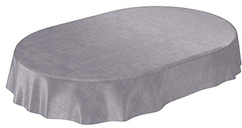 ANRO Tischdecke Wachstuchtischdecke Wachstuch Wachstischdecke Tischdecke Beton Grau Uni Urban Oval 200x140cm