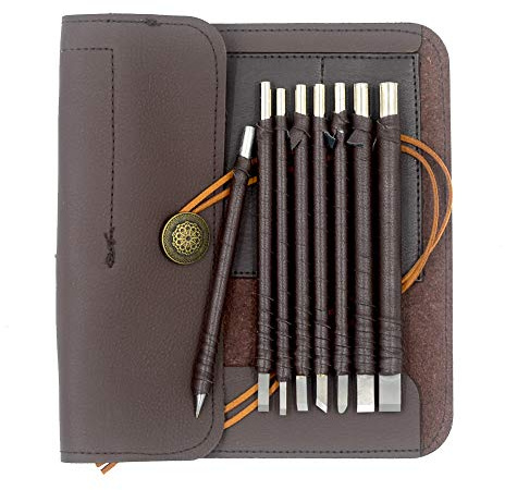 DGOL 8pcs Tungsten Steel Soft Limestone and SlateStone Alabaster Carving Kit Engraving Carve Cutting Blade Chisel Tool Set for Stone Seal Graver