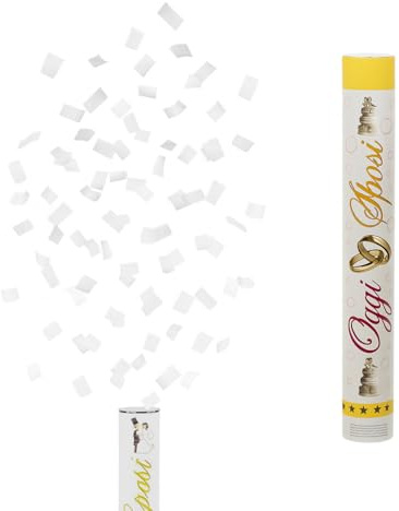 VIRSUS 6 sparacoriandoli Bianco spara coriandoli Bianco 60cm Cannone sparacoriandoli con coriandolo di carta biodegradabile 9413