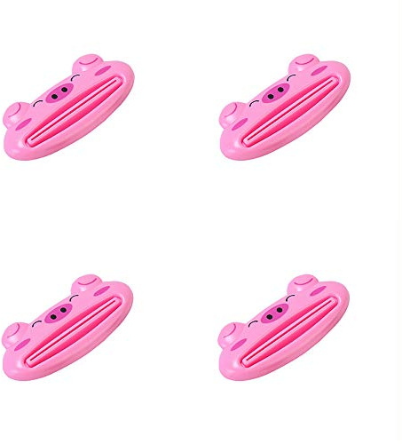 4pcs Toothpaste Dispenser Kids Children Tools Animal Tooth Paste Tube Squeezer Toothpaste Rolling Holder Home Bathroom Supplies,Pink Pig