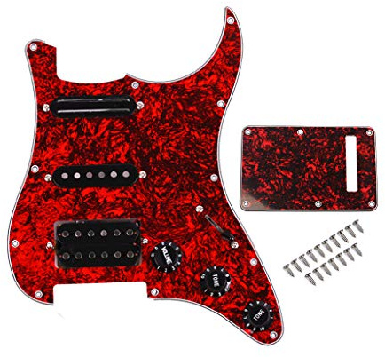 Alnicov Surfing Loaded Prewired Pickguard Guard Plate With SSH Pickup For Electric Guitar,Red Pearl