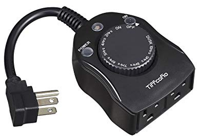 TiFFCOFiO Outdoor Timer Outlet, Dusk to Dawn Light Sensor Timer Weatherproof, 2 Grounded Outlets for Halloween and Christmas Lights, 15A 1/2HP, ETL Listed