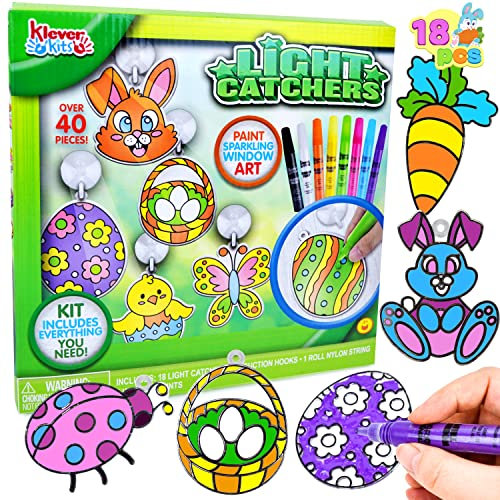 Klever Kits 18 Pcs Ostern Suncatchers Crafts Set, Ostern Suncatcher Window Art Craft Kit für Kinder Ostern Kunst & Handwerk Home School Activities Easter Party Favor Easter Craft Party Supplies
