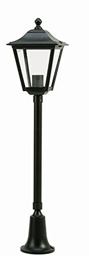 Licht-Erlebnisse Nostalgische Wegeleuchte Schwarz 83 cm IP44 Rustikal E27 Außenlampe Laterne Hof Garten GENEVIEVE