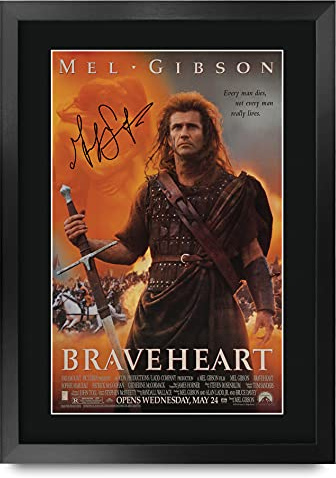 HWC Trading FR A3 Braveheart Mel Gibson Gedrucktes Poster, signiertes Autogramm, Bild für Film-Erinnerungsstücke – gerahmt, A3
