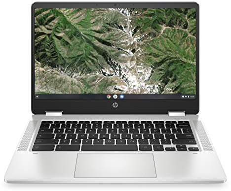 HP Chromebook Ordinateur Portable Convertible 14 FHD IPS, PC Portable (Intel Pentium N5030, RAM 8 Go, eMMC 64 Go, Intel Graphic, Chrome OS), Laptop Argent, Clavier AZERTY