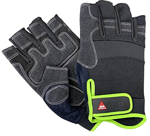 Hase Montagehandschuh aus aus HiTech-Synthetikleder mit gekürzten Fingerkuppen, mit Gepolsterte Verstärkung an den Handinnenflächen und Klettverschluss (10, 9)