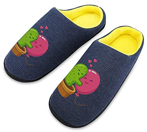 BAIKUTOUAN Carino Cartoon Cactus E Palloncino Abbraccio Uomo Maglia Cotone Pantofole Inverno Caldo Morbido Confortevole Casa Scarpe 13-14