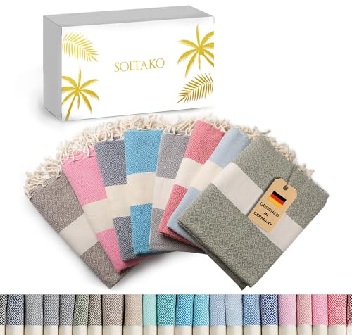 SOLTAKO Telo Mare - Fouta XXL - Asciugamano da spiaggia anti-sabbia - Telo da bagno per Hammam, Sauna, Yoga, Picnic - Fouta Beach 100x200 cm - Lenzuolo 2 Persone