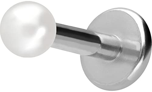 PIERCINGLINE Titan Labret mit Innengewinde SYNTHETISCHE PERLE Piercing Ohr Helix Lobe Tragus Farb & Größenauswahl