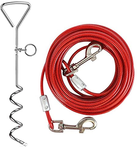 Cable y estaca de amarre para perros, estaca resistente para atar para perros, estaca resistente de plomo para perros, cachorros, mascotas y perros medianos