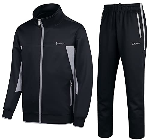 PUMPITU Men's Casual Athletic Tracksuit Long Sleeve Sweatsuit Set Full Zip Running Sports Jacket and Pants 2 Piece Outfits