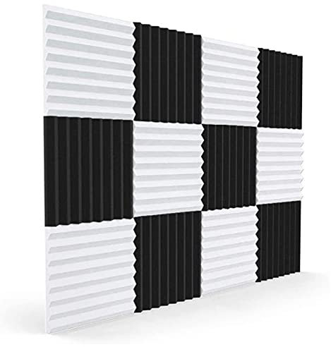 Huusuei Lot de 12 plaques de mousse acoustique, isolation acoustique, cales, isolation phonique, pour studio de plafond, , 2,5 x 30 x 30 cm