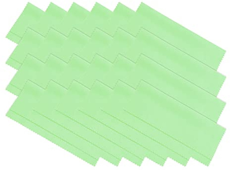PATIKIL Lunettes Microfibre Nettoyage Tissu 6x6, 24 Paquet Lunettes Nettoyage Tissu Doux Suede Lingette Écran Tissu pour Caméra Lentille Écrans en Individuel Vinyle Pochette, Vert