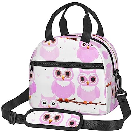 vacsAX Wiederverwendbare Lunchbox mit niedlicher Eule, auslaufsicher, gefrierbar, mit verstellbarer Schulter für Schule, Picknick