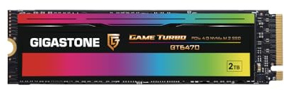 Gigastone Disco SSD Turbo PCIe Gen4x4 de 2 TB, velocidad de hasta 7.300 MB/s con caché SLC para juegos/PC/computadora de escritorio/portátil. Unidad interna de estado sólido M.2 NVMe PCIe 4.0 2280