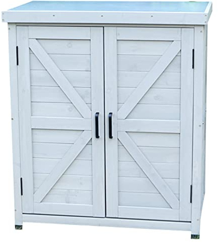 Meuble de Rangement extérieur en Bois pour Outils, abri de Jardin avec Toit étanche, Pieds en Plastique et poignée en métal, Petit abri de Jardin extérieur pour Jardin, pelouse (A)