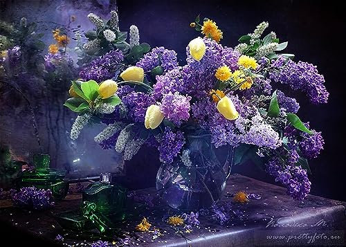 Puzzles Classiques 1000 Pieces Bouquet De Fleurs Printanières Et De Tulipes 75 * 50Cm
