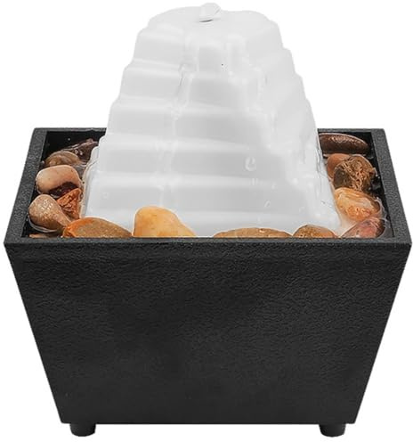 Abaodam Mini Zimmerbrunnen Mit Led Licht Kreativer Tischbrunnen Für Büro Und Wohnzimmer Leiser Indoor Springbrunnen Zur Stresslinderung Und Dekoration