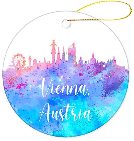 Weihnachtsbaumschmuck 7.3cm, Österreich-Wien Weihnachtsanhänger Premium Christbaumschmuck Anhänger Mode Runde Keramik Ornament Für Party Weihnachtsbaum Hausdeko