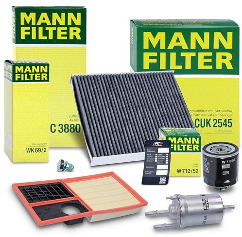 MANN-FILTER Inspektionspaket Filterset 1x Ölfilter, 1x Luftfilter, 1x Innenraumfilter, 1x Kraftstofffilter, Kompatibel mit SEAT CORDOBA, IBIZA, SKODA FABIA 1, FABIA 2 ROOMSTER, VW POLO