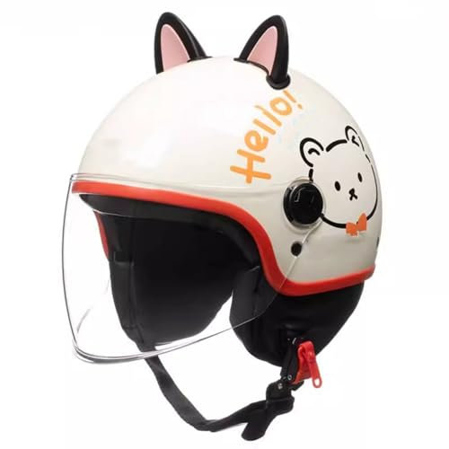 QJWMatic Kinder-Motorradhelm, Halber Helm Für Jungen Und Mädchen Offener Helm Für 3–12 Jahre Alte ATV Cruiser Roller Moped F,50-54CM