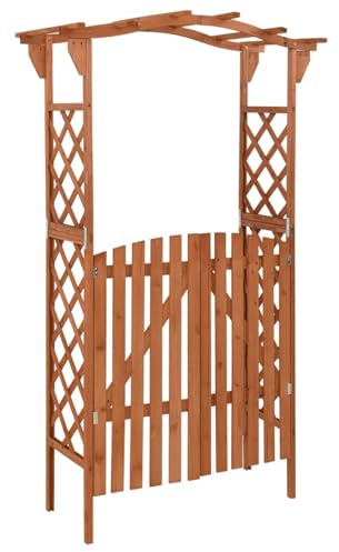 Gecheer Decorative Wooden Pergola with Gate: Garden Arch, Weather-Resistant, 116x40x204 cm Model316389