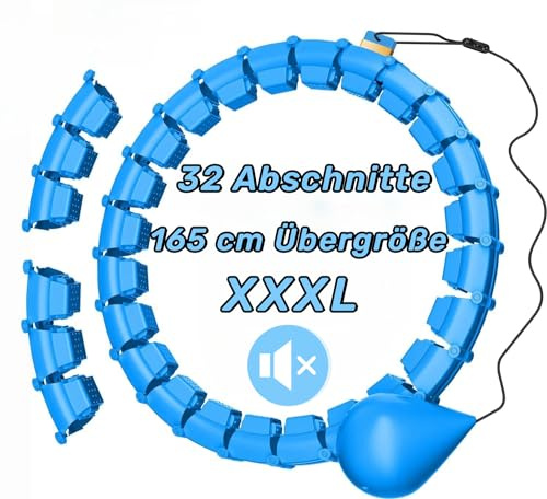 Aro inteligente para adultos con bola de peso, circunferencia de 32 nudos (57 – 165 cm), aro de fitness desmontado, para perder peso, fitness, entretenimiento (azul)