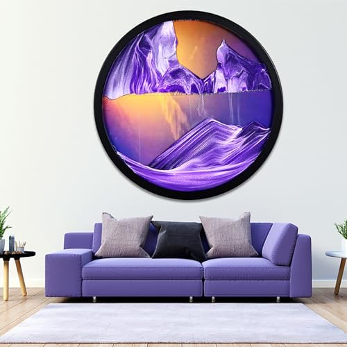STMKB Sand Art Liquid Motion, 24 Pouces Fixé Au Mur avec Rotation À 360 °, Sablier Créatif pour L'artisanat du Verre, Cadre en Bois Massif, Décoration Murale Relaxante