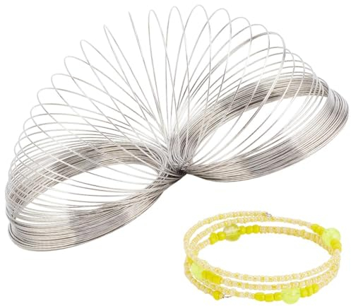 Rostfritt stål hantverkstråd, tråd for smyckestillverkning, minnestråd av stål for armbandstillverkning, 100 öglor Stark smycketråd Sliver Beading Wire