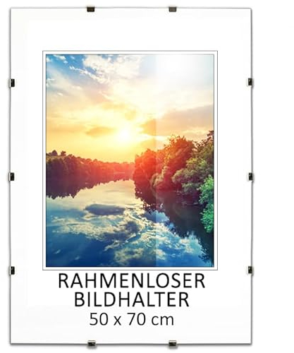 MG Design Cliprahmen 50 x 70 cm – rahmenloser Bilderrahmen mit Acrylglas & HDF Rückwand – für Fotos, Poster & Puzzle, vertikal & horizontal