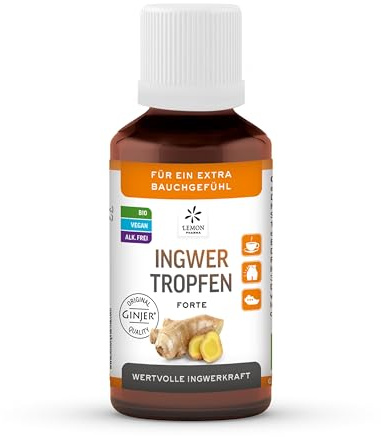 Lemon Pharma Ingwertropfen 50ml - Hochdosiert, 100% Bio und Vegan I Für Ingwer Shot und Ingwertee, Ingwersaft oder zum Kochen – vielseitig, kompakt und praktisch für unterwegs