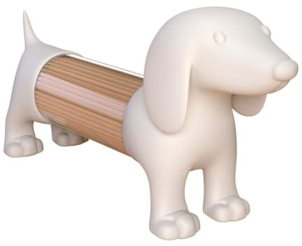 Praktische Zahnstocherspender Salz- und Pfefferstreuer Hund Katze Behälter für Zahnstocher aus qualitativ hochwertigem Kunststoff und Acryl (Dackel weiß)