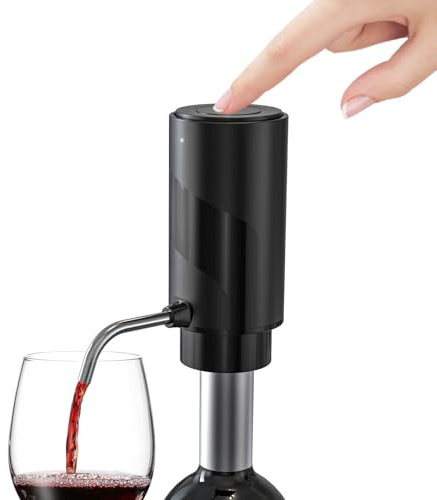 Automatic Electric Wine Aerator- Rechargeable & Portable Wine Decanter for Instant Aeration- Enhances Flavor & Aroma of Red & White Wines- Fits Most Bottle Sizes- Easy One-Touch Operation