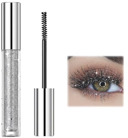 Glitzer Mascara Wimperntusche in Gold, Silber und Lila - Wasserfeste Glam Wimperntusche für Party und Hochzeit (Silber, 1)