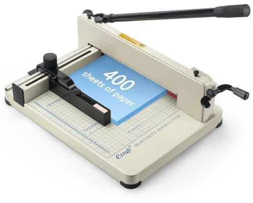 Ecraft Heavy Duty 12 Guillotine Paper Cutter - 400 Sheet Capacity,Solid Steel with HSS Blade,Industrial Commercial Trimmer for Office,School,Print Shop,Safety Lock & Clear Grids