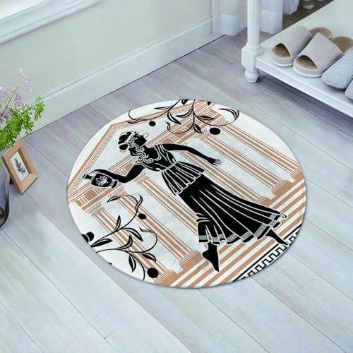 FSDGY Tappetino Antiscivolo per Il Bagno,Soffice Tappeto da Bagno in Microfibra,Assorbente,Festa in toga, donna greca con costruzione di anfore e rami di ulivo, motivo popolare,60x60 cm