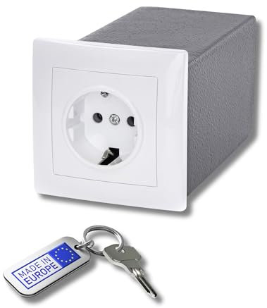 FortNovo Steckdosen-Tresor | Steckdosen-Safe mit 1er Steckdosen-Attrappe | Magnetische Blende & Spezialschloss | Wand-Tresor zur unsichtbaren Aufbewahrung | Geheimfach für Geld, Uhren & Schmuck (weiß)