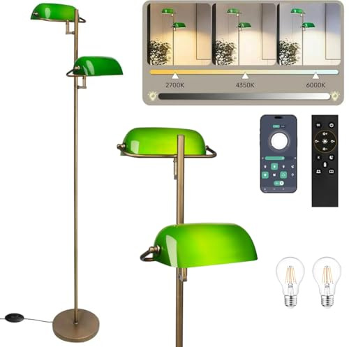 FIRVRE LED Stehlampe Wohnzimmer Dimmbar, Vintage Stehlampe mit Fernbedienung, Standlampe Schmal für Wohnzimmer Schlafzimmer Büro