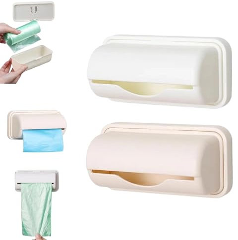 Ceeyoll 2 Pièces Distributeur de Sacs Poubelles, Support Mural en Plastique pour Sacs Poubelles, Support de Rouleau pour Sacs Poubelles, pour La Maison, La Cuisine, La Salle de Bain, Les Toilettes