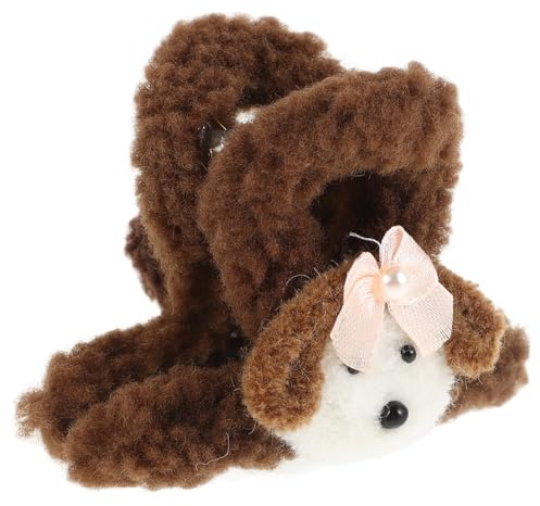 VALICLUD Cute Cartoon Dog Hair Clip Plush Fuzzy Hair Bow for Women Fluffy Dog Product Winter Ponytail Accessory