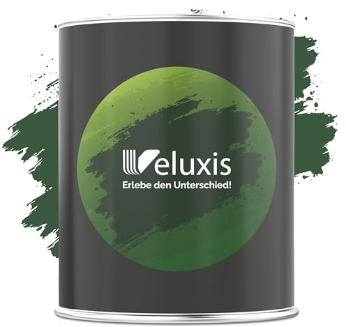 Veluxis® Edle Wandfarbe Grün für den Innenraum - 1 Liter & Deckkraft-Klasse 1, Streifenfrei, tropfarm & Öko Farbe, VOC-frei - (Pine Shadow)