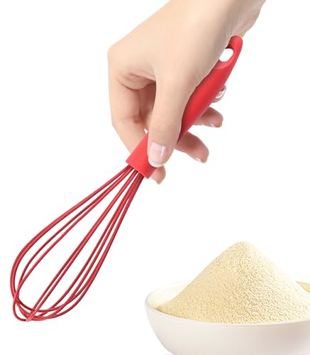 Mini fouet en silicone | Batteur à œufs portatif résistant à la chaleur en silicone antidérapant facile à prendre en main pour la cuisine et la pâtisserie | Petit mélangeur multifonction pour la