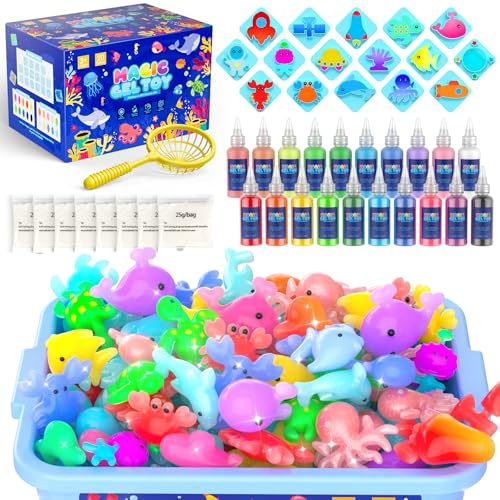 Hot Bee Magic Water Gel Elves Bastelset mit 20 Farben - Aqua Gelz Set für Kinder 4–10 Jahre, DIY 3D Magic Gel Aqua Fairy Water Gel Kids Aqua Creature Spielzeug Mädchen Geschenk