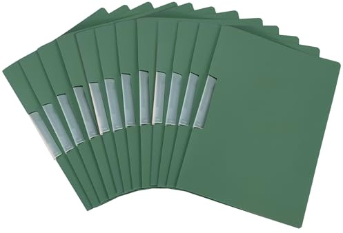 SOYIRI 12 Pezzi A4 Cartellina Portadocumenti con Clip,Copertine per Rilegatura in Plastica per Scuola e Ufficio(Verde)