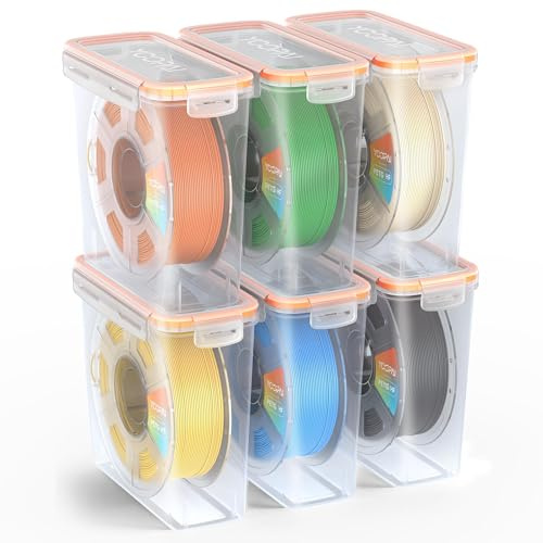 YOOPAI Pro Boîte de Stockage pour Filament – Conteneur Airtight pour Bobine Individuelle avec Dessicants, Contrôle de l’Humidité, Antipoussière pour Filament d’Impression 3D (Lot de 6)