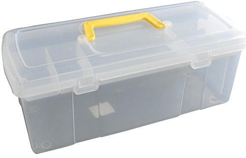 Whitefurze Utility Box with Yellow Handle, Natural, 5 Litre